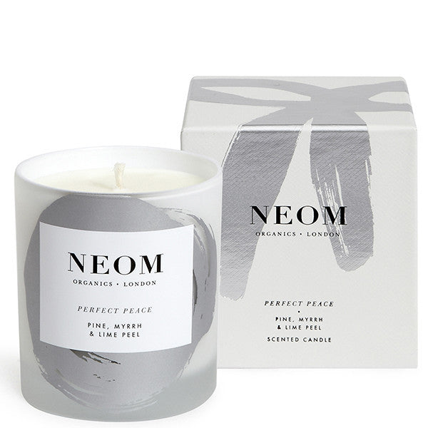 Neom Organics Perfect Peace Scented Candle - Pine, myrrh & lime peel, 1 wick / 35 hours burn time, 100% natural