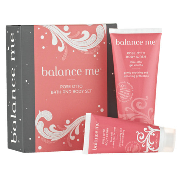Balance Me Rose Otto Bath & Body Set, 100x30ml - A soothing, luxurious body wash & cream duo for true rose connoisseurs