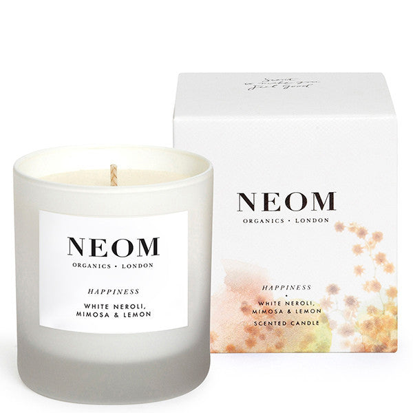 Neom Organics Happiness Scented Candle Lift Mood - White neroli, mimosa & lemon, 1 wick / 35 hours burn time, 100% natural