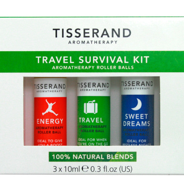 Tisserand Travel Survival Kit Aromatherapy Roller Balls 3x10ml