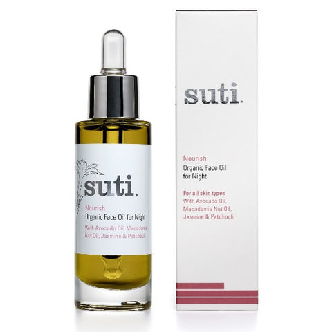 Suti Nourish Organic Face Oil for Night, 30ml - Deeply hydrating, anti-aging & promotes skin cell rejuvenation during sleep