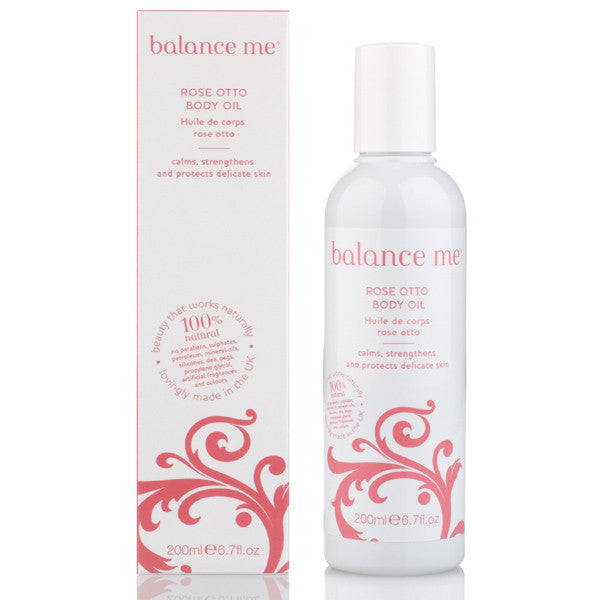 Balance Me Rose Otto Body Oil, 200ml -  100% natural, restores elasticity, reduces redness & leaves skin super soft