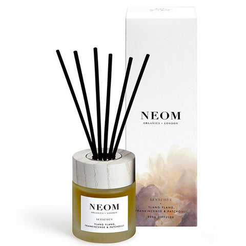 Neom Organics Sensuous Reed Diffuser Lift Mood, 100ml - Ylang ylang, frankincense & patchouli, 100% natural home fragrance