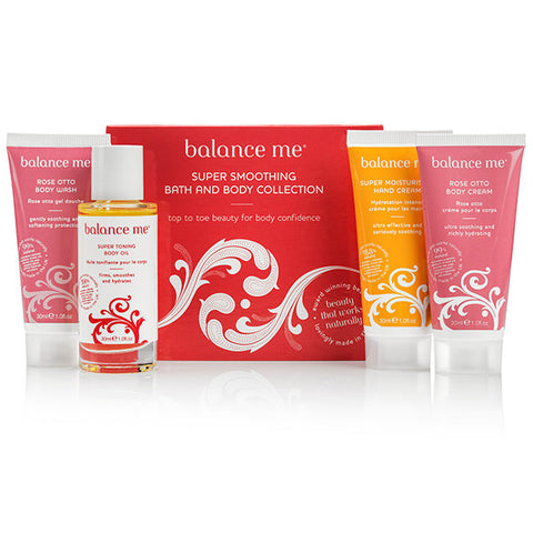 Balance Me Super Smoothing Bath & Body Collection - Natural award-winning beauty heroes in travel-size to cleanse, hydrate, tone & soothe your skin