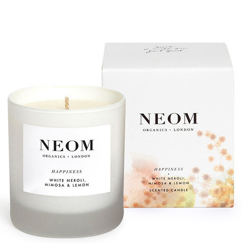 Neom Organics Happiness Scented Candle Lift Mood - White neroli, mimosa & lemon, 1 wick / 35 hours burn time, 100% natural