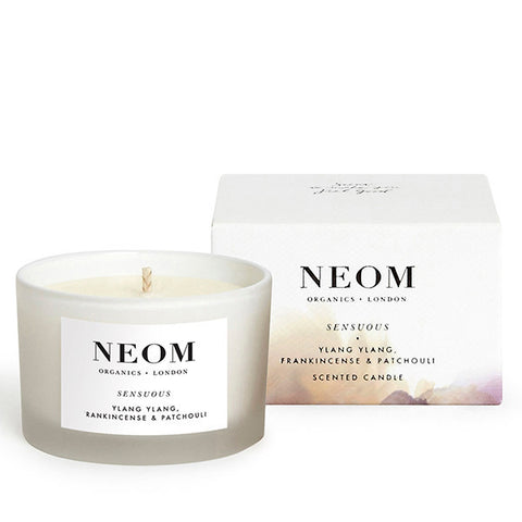 Neom Organics Sensuous Scented Travel Candle Lift Mood - Ylang ylang, frankincense & patchouli, 1 wick / 20 hours burn time, 100% natural