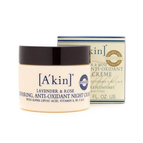 A'kin Lavender & Rose Repairing Anti-Oxidant Night Creme, 50ml - Anti-aging hydration, reduces wrinkle depth